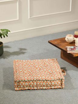 Fabindia - Orange Khus Cotton Printed Floor Cushion