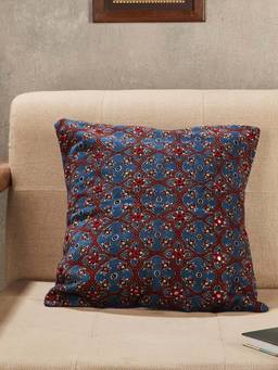 Fabindia - Indigo Chavi Ajrakh Embroidered Cotton Cushion Cover