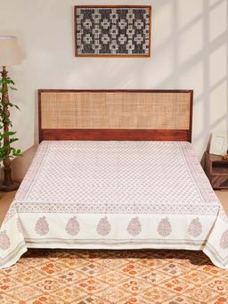 Fabindia - Offwhite Nazneen Hand Block Printed Cotton Bed Cover