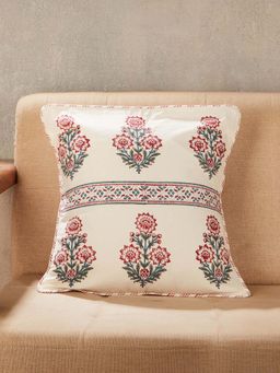 Fabindia - Red Nazm Hand Block Printed Cotton Cushion Cover (16x16 Inches)