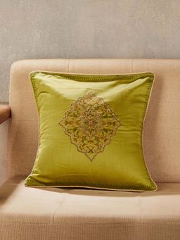 Fabindia - Green Naisha Printed Cotton Silk Cushion Cover (16x16 Inches)