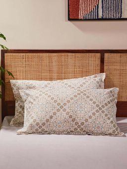 Fabindia - Grey Sadhil Printed Cotton Pillow Covers (Pack of 2)