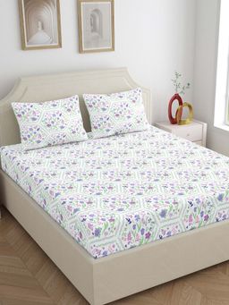 Dreamscape - 100% Cotton King Bedsheet With 2 Pillow Covers