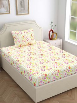 Dreamscape - 100% Cotton Single Bedsheet With 1 Pillow Cover