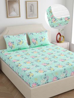 Home Ecstasy - 100% Cotton King Fitted Bedsheet With 2 Pillow Covers