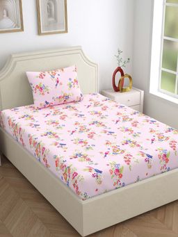 Home Ecstasy - 100% Cotton Single Bedsheet With 1 Pillow Cover
