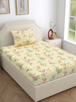 Home Ecstasy - 100% Cotton Single Bedsheet With 1 Pillow Cover