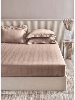 SANSAAR A D'DECOR BRAND LIVE CONSCIOUSLY - Jqd055-Streak-Pink Tint King Bedsheet with 2 Pillow Covers