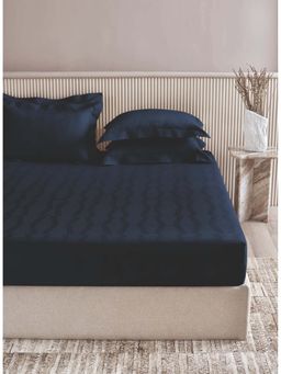 SANSAAR A D'DECOR BRAND LIVE CONSCIOUSLY - Jqd056-Streak-Blue Opal King Bedsheet with 2 Pillow Covers