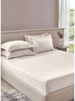 SANSAAR A D'DECOR BRAND LIVE CONSCIOUSLY - Bright White King Bedsheet with 2 Pillow Covers