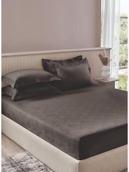 SANSAAR A D'DECOR BRAND LIVE CONSCIOUSLY - Sansaar Charcoal Grey King Bedsheet with 2 Pillow Covers