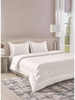 SANSAAR A D'DECOR BRAND LIVE CONSCIOUSLY - White Smoke King Bedsheet with 2 Pillow Covers