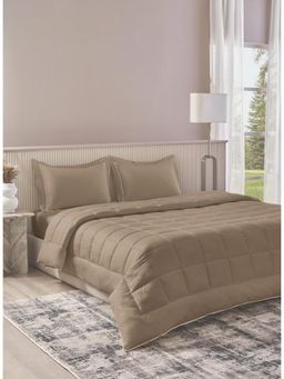 SANSAAR A D'DECOR BRAND LIVE CONSCIOUSLY - Belmont-Taupe Grey King Bedsheet with 2 Pillow Covers