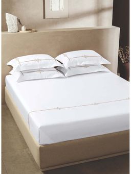 SANSAAR A D'DECOR BRAND LIVE CONSCIOUSLY - Brilliant White Peyote King Bedsheet With 2 Pillow Covers