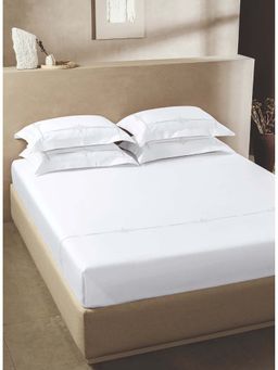 SANSAAR A D'DECOR BRAND LIVE CONSCIOUSLY - Brilliant White Pearl King Bedsheet With 2 Pillow Covers