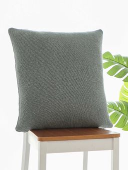 PLUCHI - Elegant Cotton Knitted Decorative Medium Grey Color Cushion Cover (22x22 Inches)