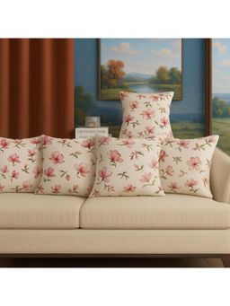 BAJO'S - Cushion Cover Floral White Set of 5 (16x16 Inches)