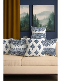 BAJO'S - Cushion Cover Ethnic White Set of 5 (16x16 Inches)