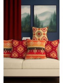 BAJO'S - Cushion Cover Ethnic Multi-Color Set of 5 (16x16 Inches)