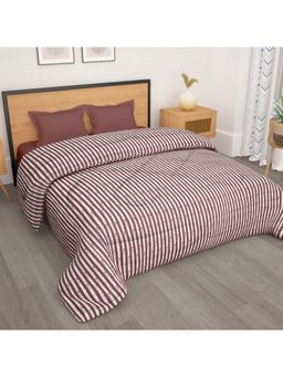 Story@Home - Polyester Microfibre 180 Gsm Maroon Stripes 1 U Double Reversible Comfotor (Maroon)