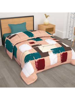 Story@Home - Polyester Microfibre 180 Gsm Peach Abstract 1 U Single Reversible Comforter (Peach)