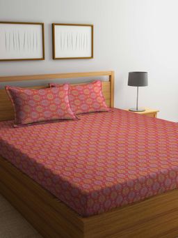 FABINALIV - Multicolor Ethnic 100% Cotton Handwoven King Size Double Bedsheet With 2 Pillow Covers