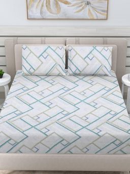 FABINALIV - Multicolor Geometric 100% Cotton King Size Double Bedsheet With 2 Pillow Covers