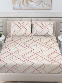 FABINALIV - Multicolor Geometric 100% Cotton King Size Double Bedsheet With 2 Pillow Covers