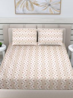 FABINALIV - Multicolor Geometric 100% Cotton King Size Double Bedsheet With 2 Pillow Covers