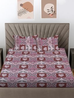 FABINALIV - Onion Ethnic 300 Tc 100% Cotton King Size Double Bedsheet With 2 Pillow Covers