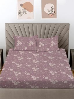FABINALIV - Onion Floral 300 Tc 100% Cotton King Size Double Bedsheet With 2 Pillow Covers