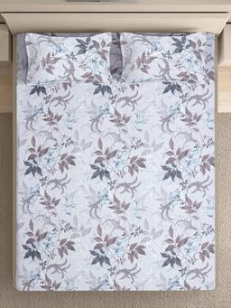 FABINALIV - Multicolor Floral Pure Cotton Super King Size Double Bedsheet With 2 Pillow Covers