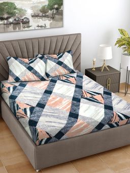 FABINALIV - Multicolor Geometric 300 Tc King Size Woollen Double Bedsheet With 2 Pillow Covers