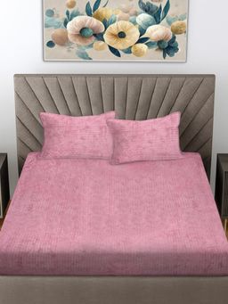 FABINALIV - Onion Geometric 300 Tc King Size Woollen Double Bedsheet With 2 Pillow Covers