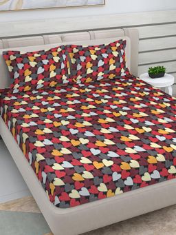 FABINALIV - Multicolor Abstract Woollen King Size Double Bedsheet With 2 Pillow Covers