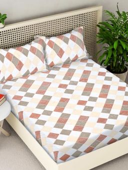 FABINALIV - Multi-Color Geometric Woollen King Size Double Bedsheet With 2 Pillow Covers