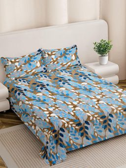 FABINALIV - Multicolor Floral Woollen King Size Double Bedsheet With 2 Pillow Covers