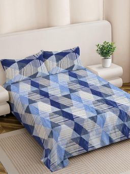 FABINALIV - Multicolor Geometric Woollen King Size Double Bedsheet With 2 Pillow Covers