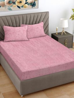 FABINALIV - Onion Geometric King Size Woollen Fitted Double Bedsheet With 2 Pillow Covers