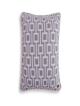 PLUCHI - Box Cotton Knitted Decorative White & Grey Color 20 X 20 Inches Cushion Cover (20x20 Inches)
