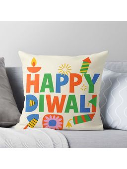 THROW PILLOW - Festive Happy Diwali Printed Cushion Cover (16x16 Inches)