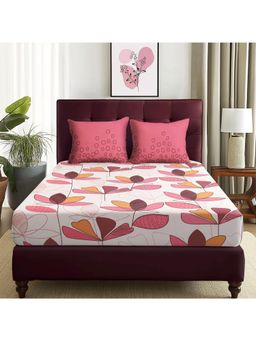 Story@Home - 144 Tc White Floral 1 Double Bedsheet With 2 Pillow Cover