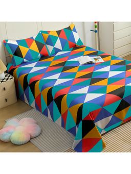 Story@Home - Cotton Double Flat 144 Tc Printed Bedsheet With 2 Pillow Cover Multicolor