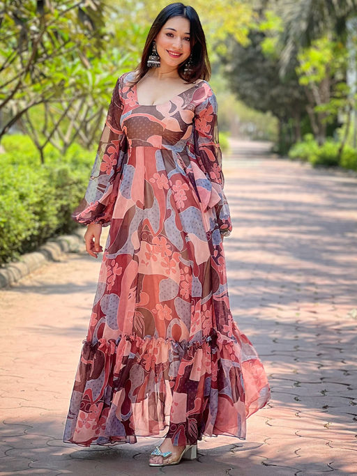Buy Vastranand Coffee Brown Abstract Print Dress Online Buy Vastranand Coffee Brown Abstract Print Dress Online