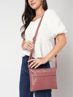 Lavie - Women’s Slimcroc Topzip Sling Handbag (D Pink) (S)