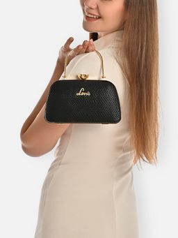 Lavie - Women Black Textured Clutch (S)