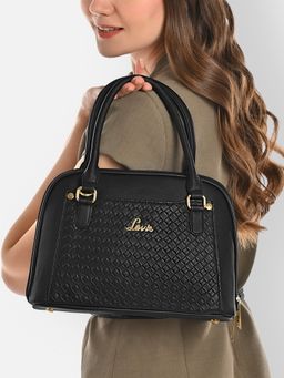 Lavie - Women Black Textured Satchel Bag (M)