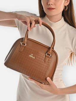 Lavie - Women Tan Textured Satchel Bag (M)