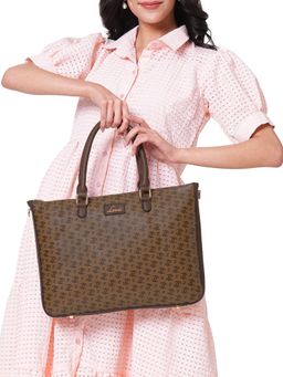 Lavie - Women Brown Printed Tote Bag (L)