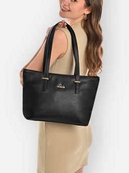 Lavie - Women Black Solid Tote Bag (M)